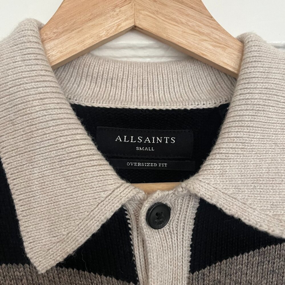 All Saints Striped Knit Rugby Shirt - Picture 2 of 3